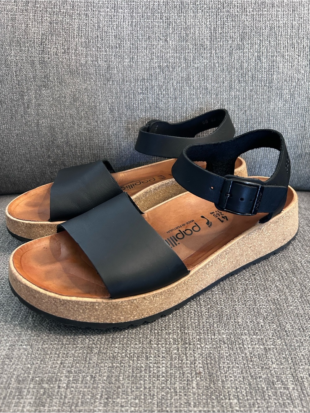 Papillio by BIRKENSTOCK Glenda Black Leather Platform Sandal Women’s size 10